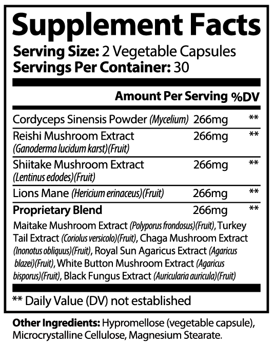 VELNORA Mushroom Complex 10X | Brain, Focus & Immune Support